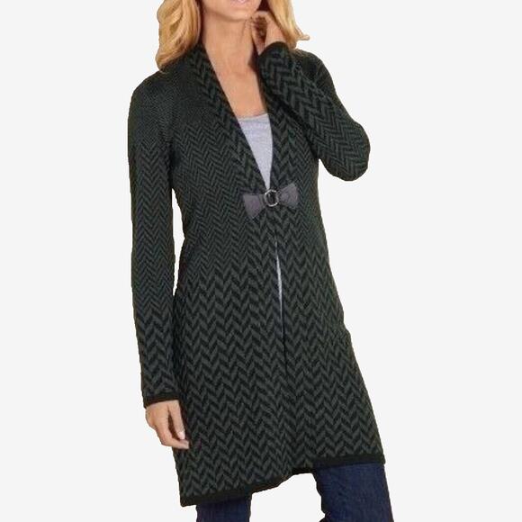 Soft Surroundings Size M West Saxon Sweater Coat Black Gray - Picture 2 of 10